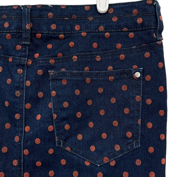 Pilcro and the letterpress Women's Stretch Dot Navy Pencil Mid Skirt Size 27 - Picture 4 of 8